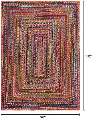 Unique Loom Braided Chindi Collection Area Rug - Layer (8' x 11' Rectangle, Multi/ Blue)
