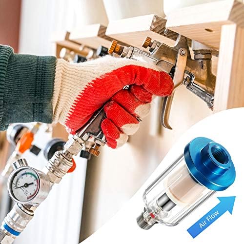 3 Pcs Compressed Air Filter Water Oil Separator 1/4 Inch NPT Inlet and Outlet Airbrush Filter Moisture Separator for Air Line Compressor Fitting, 90 PSI