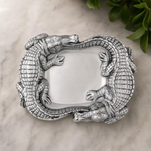 Arthur Court Alligator Catchall Tray - Premium Aluminum Decorative Organizer - 9 Inch Long for Desktop, Nightstand, or Dresser