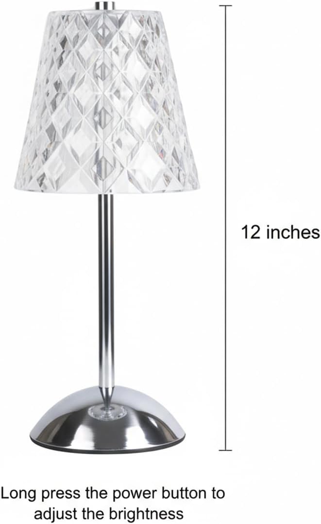 Set of 2 Rechargeable Cordless Table Lamps – 12 Inch Touch Control Desk Lamps, Battery Powered Small Night Light for Bedroom, Living Room, Home Office (Silver)