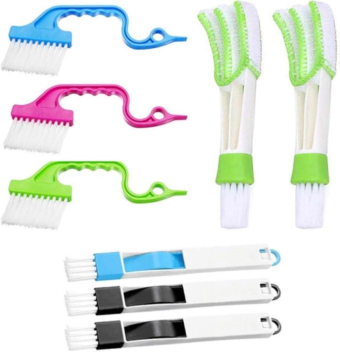 8pcs Window Groove Cleaning Brush Set Wet and Dry Scrubber Brushes