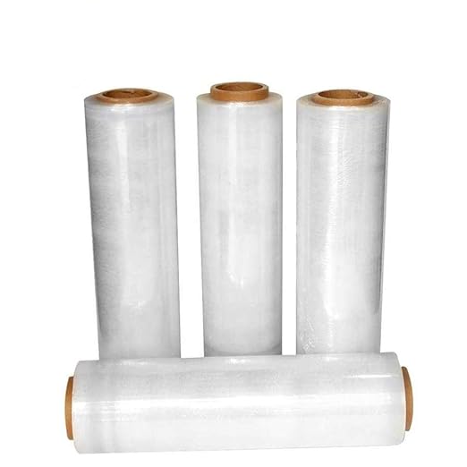 APQ 4 rolls of Cast Hand Stretch Film 12" x 2000'. Hand Stretch Wrap, 60 Gauge Thickness. Excellent Tear Resistance. Clear Residue Free Film for Moving, Shipping, Wrapping. Industrial Grade Cast Film.