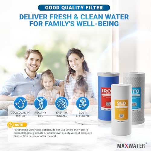 10" BB Iron Buster Filter Set (3-pack) for Whole House Water Filtration Systems w/ 10" x 4.5" Sediment, Iron Manganese Reduction, CTO Carbon Block Water Filters