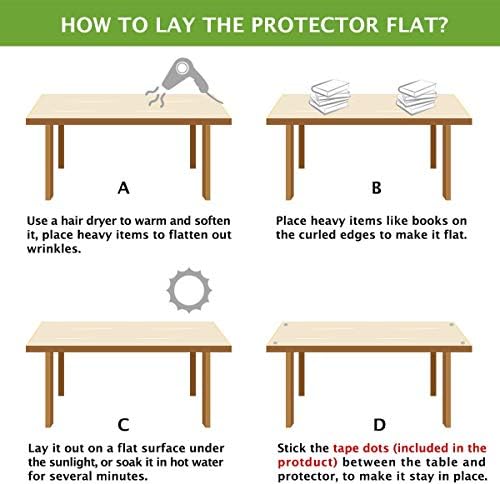 Clear Plastic Dining Table Protector Wood Desk Cover Wooden Furniture Top Topper Plastic Tablecloth Wipeable Vinyl PVC Waterproof for Rectangle Coffee End Table Chair Floors Rug Mats Pad 34 X 48 Inch