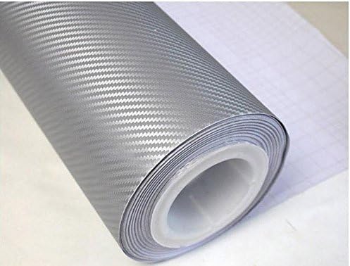 F & B LED LIGHTS Silver 3D Carbon Fiber Film Twill Weave Vinyl Sheet Roll Wrap (48" X 60", Silver)