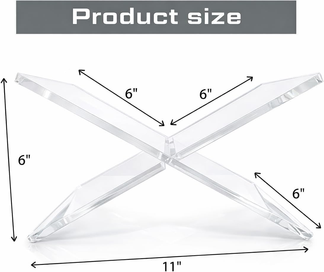 Clear Acrylic Book Stand for Display and Reading, Modern Open Book Holder for Cookbooks, Coffee Table Books, Bibles, Magazines and Art Books