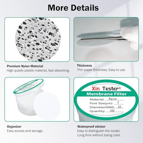 100Pcs Nylon Disc Membrane Filters, 50 mm Diameter, 1μm Pore Size