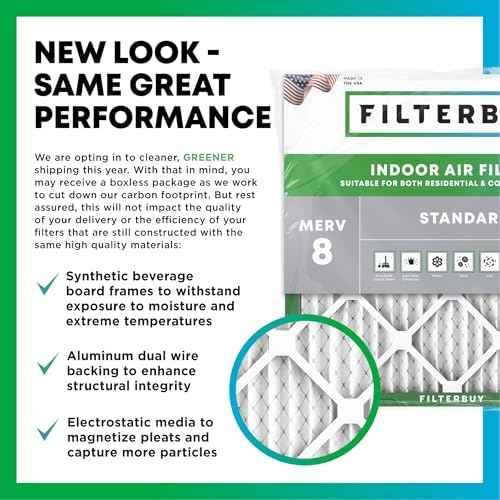 Filterbuy 15x25x1 MERV 8 Pleated HVAC Air Filters, 6-Pack