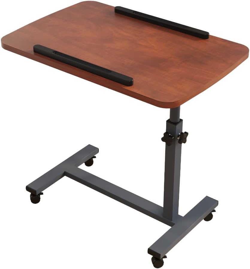 Laptop Table Mobile Adjustable Height Portable Desk Notebook Swivel PC Computer Rolling Desk with Wheels, Laptop Stand for Couch Bedside Hospital Bed Table