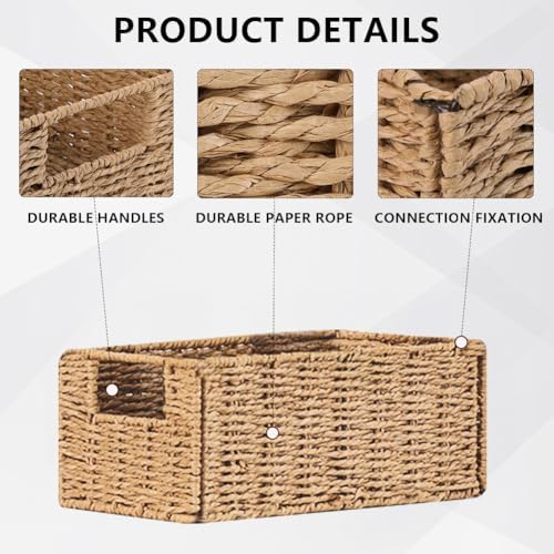 6 Pcs Small Wicker Baskets, Wicker Woven Storage Basket with Handle