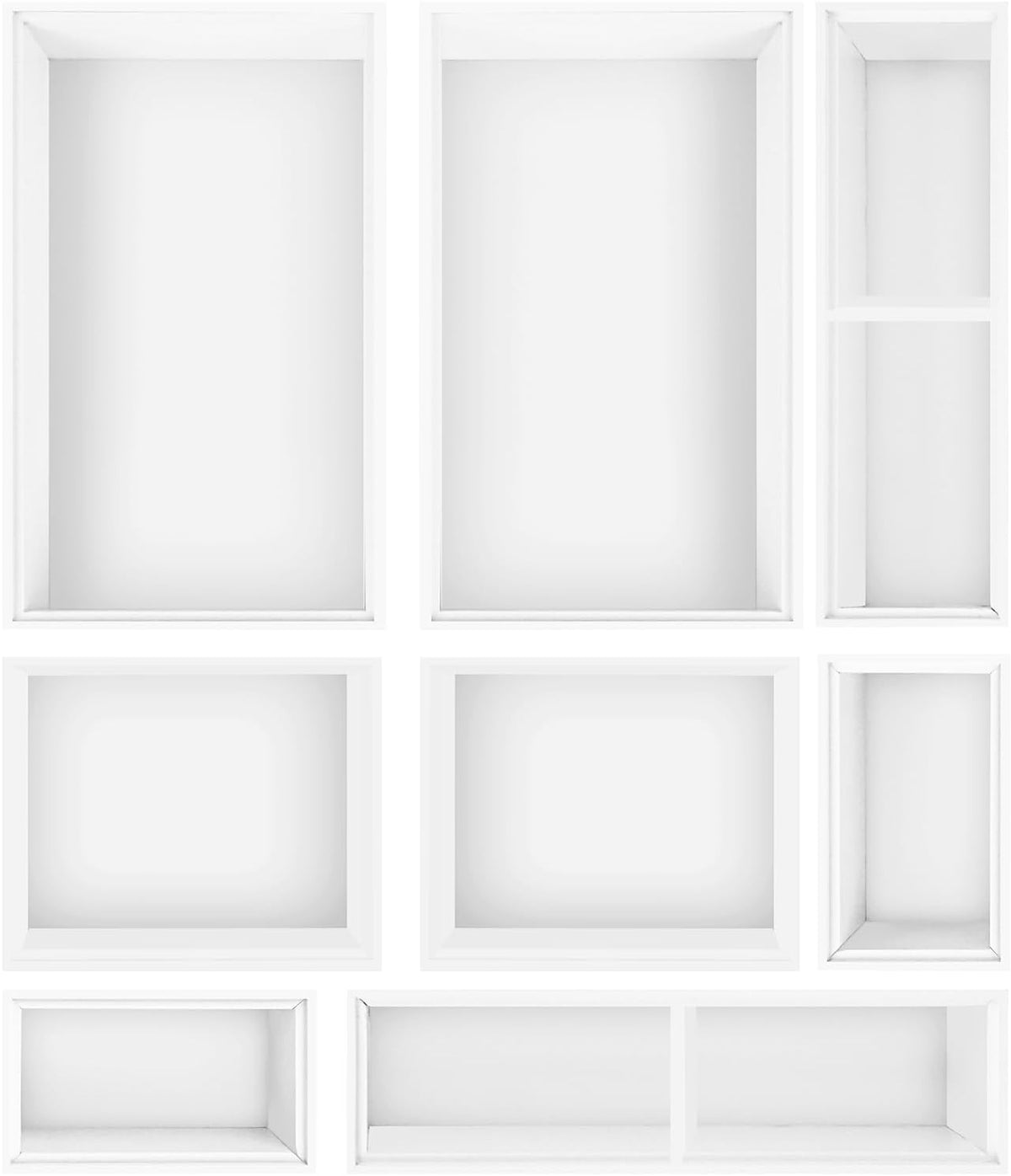 Bamboo Drawer Organizer Set, 8 PCS White Multi-Use Wood Drawer Storage Kitchen Boxes, Junk Drawer Organizer Divider Bins for Bathroom, Office Desk, Makeup, Jewelry, Utensils