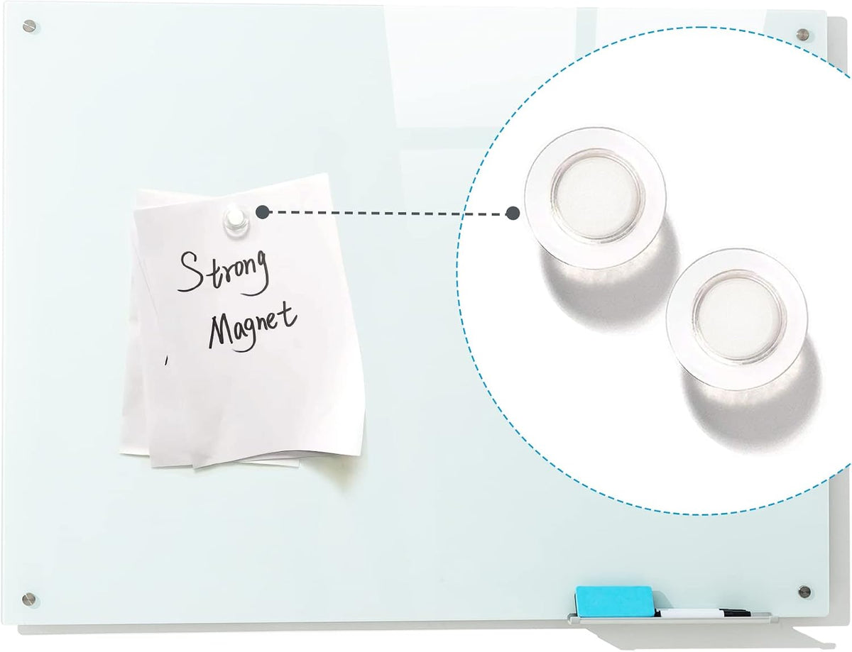 Magnetic Glass Whiteboard, 36"x48"(90x120cm) Frameless Dry Erase Board White Board Surface Wall Mounted for Office, Classroom & Home