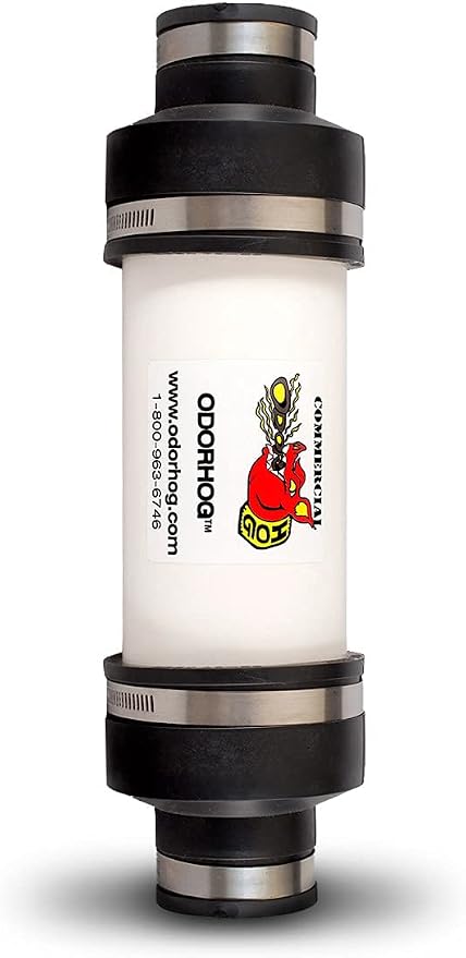 OdorHog Vent Stack Pipe Filter, PVC Inline Model