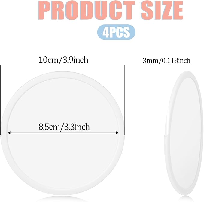 4 Packs Non Slip Silicone Drink Coasters