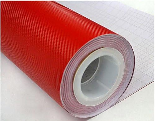 F & B LED LIGHTS Red 3D Carbon Fiber Film Twill Weave Vinyl Sheet Roll Wrap (96" X 60", Red)