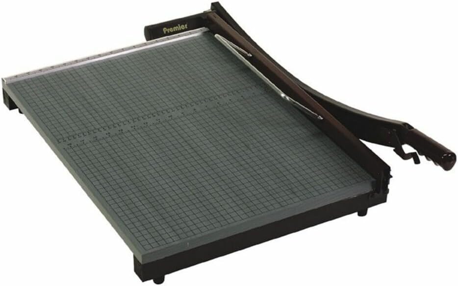 Martin Yale Premier StakCut Paper Trimmer, Rotary Paper Cutter with 12 7/8" by 17-1/2" Cutting Length, 30 Sheet Capacity, Wood Base, Safety Guard, and Alignment Grid