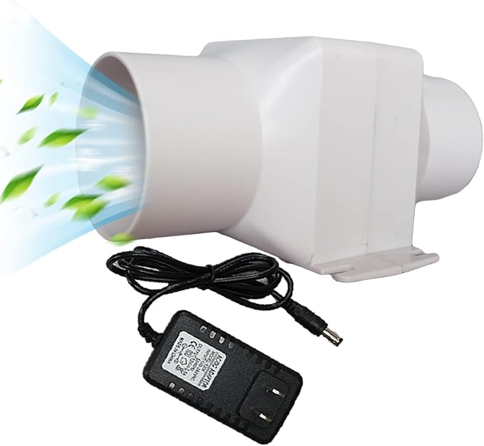 12V Inline Duct Fan Mini Attic Vent Booster 2.4“ 60Mm 58Cfm Variable Exhaust