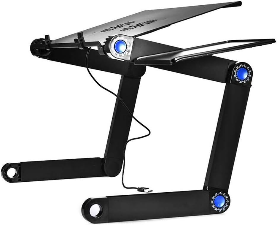 No/Brand Portable Adjustable Aluminum Laptop Desk Foldable Portable Laptop Desk, Adjustable, Bed, Table with Cooling Fan, for Bed and Sofa