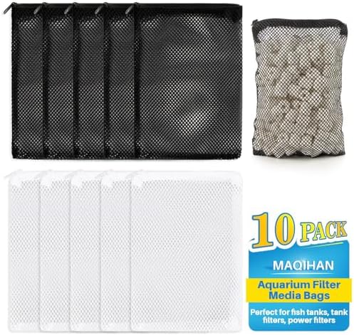 MAQIHAN 10 Pack Aquarium Filter Media Bags - Reusable Mesh Bags with Zipper