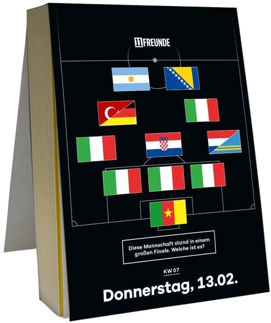 11FREUNDE - Quiz Calendar 2025 – 365 Questions for Quiz Ultras, Daily Tear-Off Calendar with Stand Function – 11.8 x 15.9 cm Format – Desk Calendar