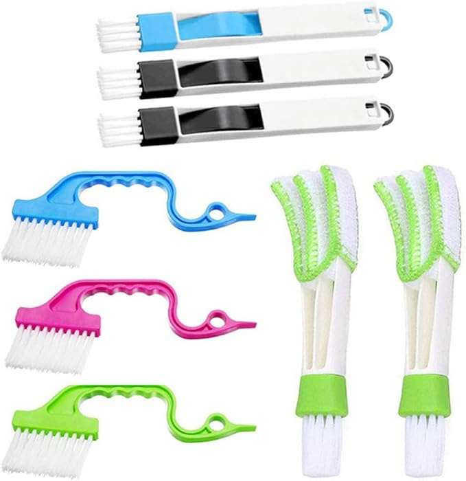 TEHAUX 8pcs Window Groove Cleaning Brush Set Scrubber