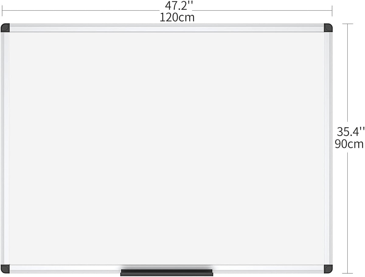 VIZ-PRO Magnetic Whiteboard/Dry Erase Board, 48 X 36 Inches, Silver Aluminium Frame