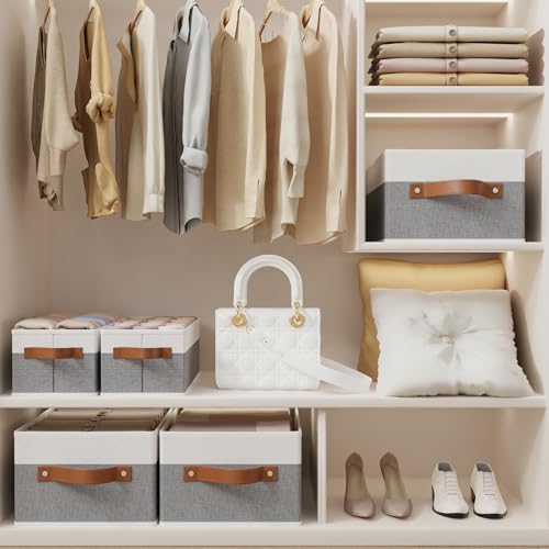 OUTBROS Foldable Drawer Organizers Gray/White, 15x6.1x5.1in, 6-Pack