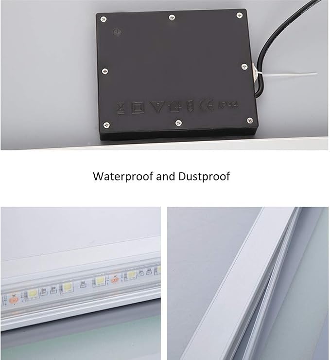 Rectangle Bathroom Mirror with Lights Touch Control Switch Demister Pad