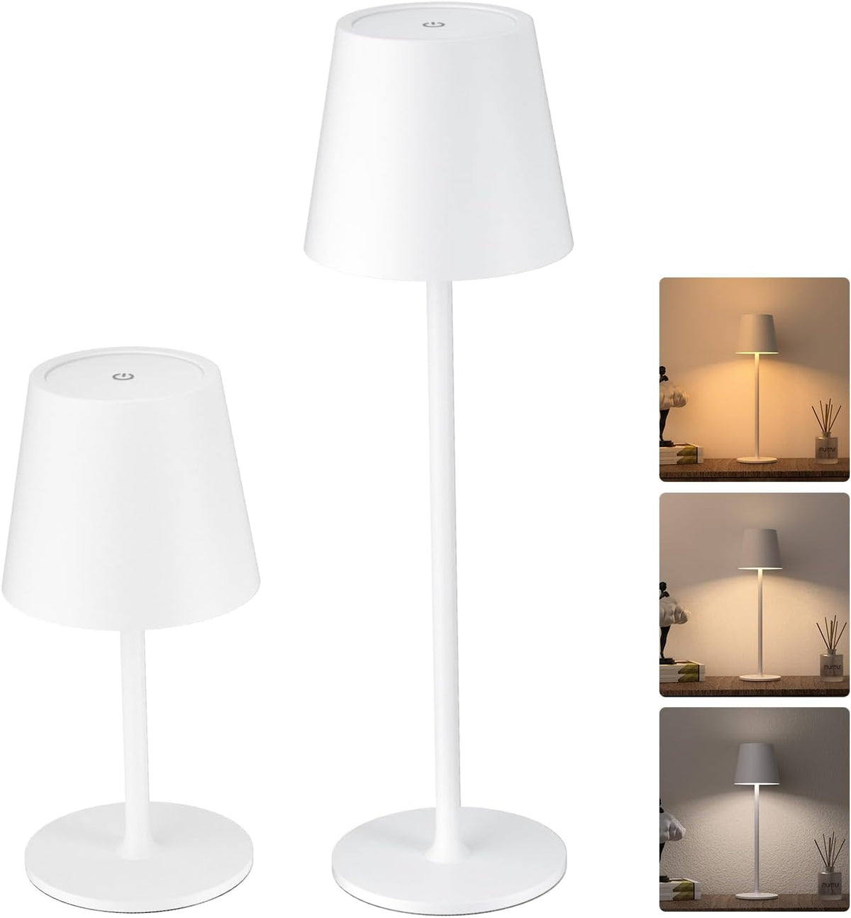 JACKYLED Cordless Table Lamps Rechargeable, 3 Height, 5000 Capacity