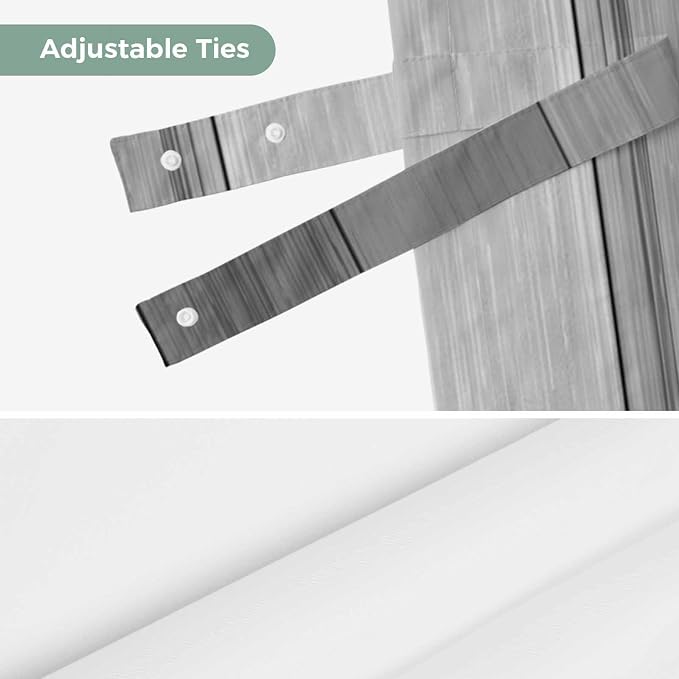 Grey Ombre Wooden Tie Up Valance Curtains