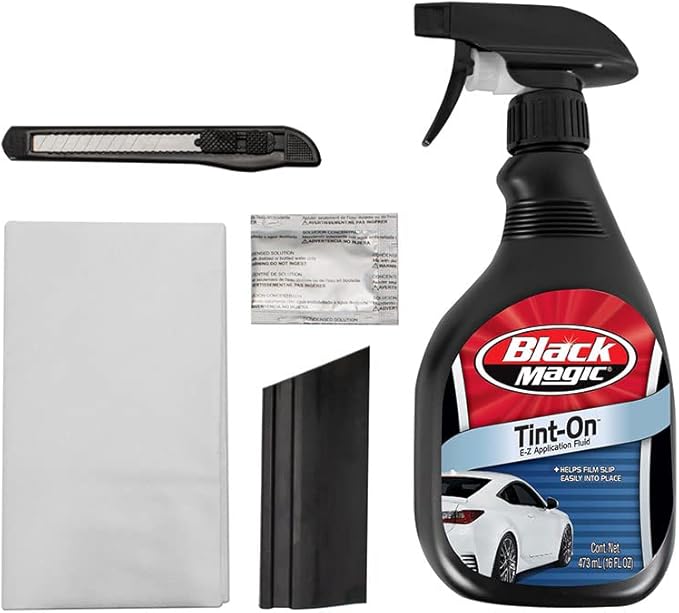 Rvinyl Window Tint Kit Compatible with Ford Edge 2007-2014 in Black - Spray Bottle, Razor Blade, Conqueror Squeegee, Micro Fiber Cloth