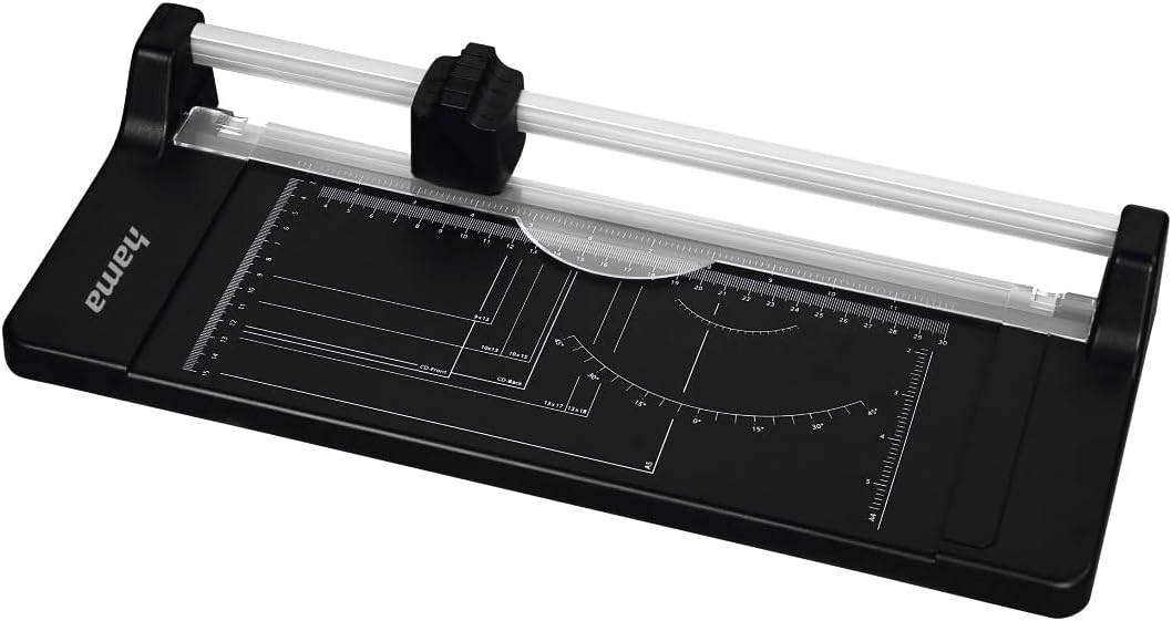 Hama Paper Cutter with Rolling Blade (Cutting Machine with 5 Sheets Cutting Power, Cutter up to DIN A4, Roller Cutter for Paper, Film and Photos) Black