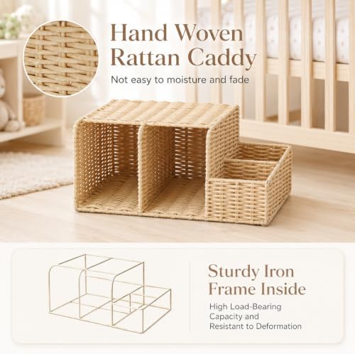 Rattan Diaper Caddy Organizer for Changing Table