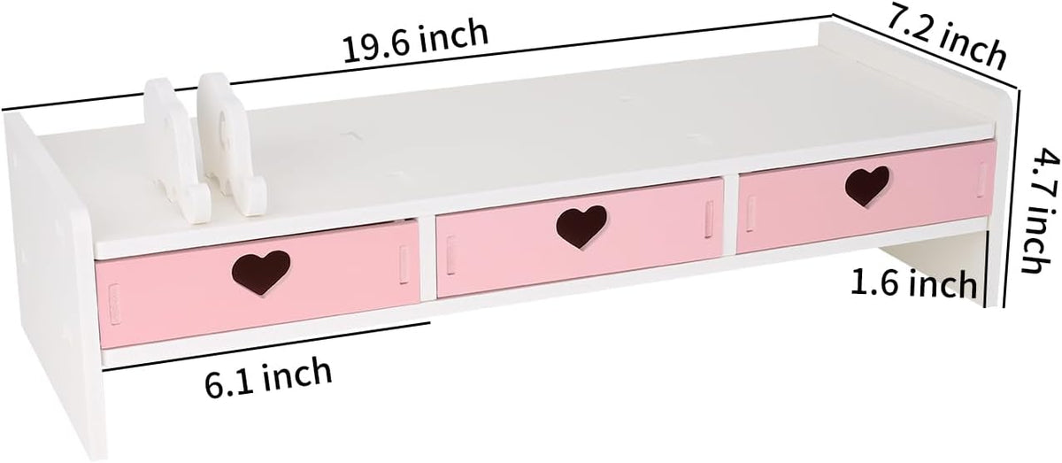Cute Monitor Stand Kawaii Desk Organizer Cute Desk Organizer with Drawers Monitor Riser Computer Stand