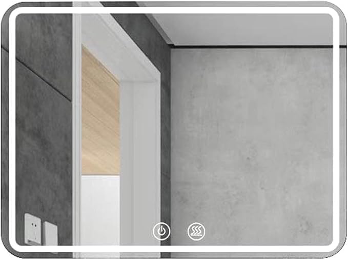 Rectangle Bathroom Mirror with Lights Touch Control Switch Demister Pad
