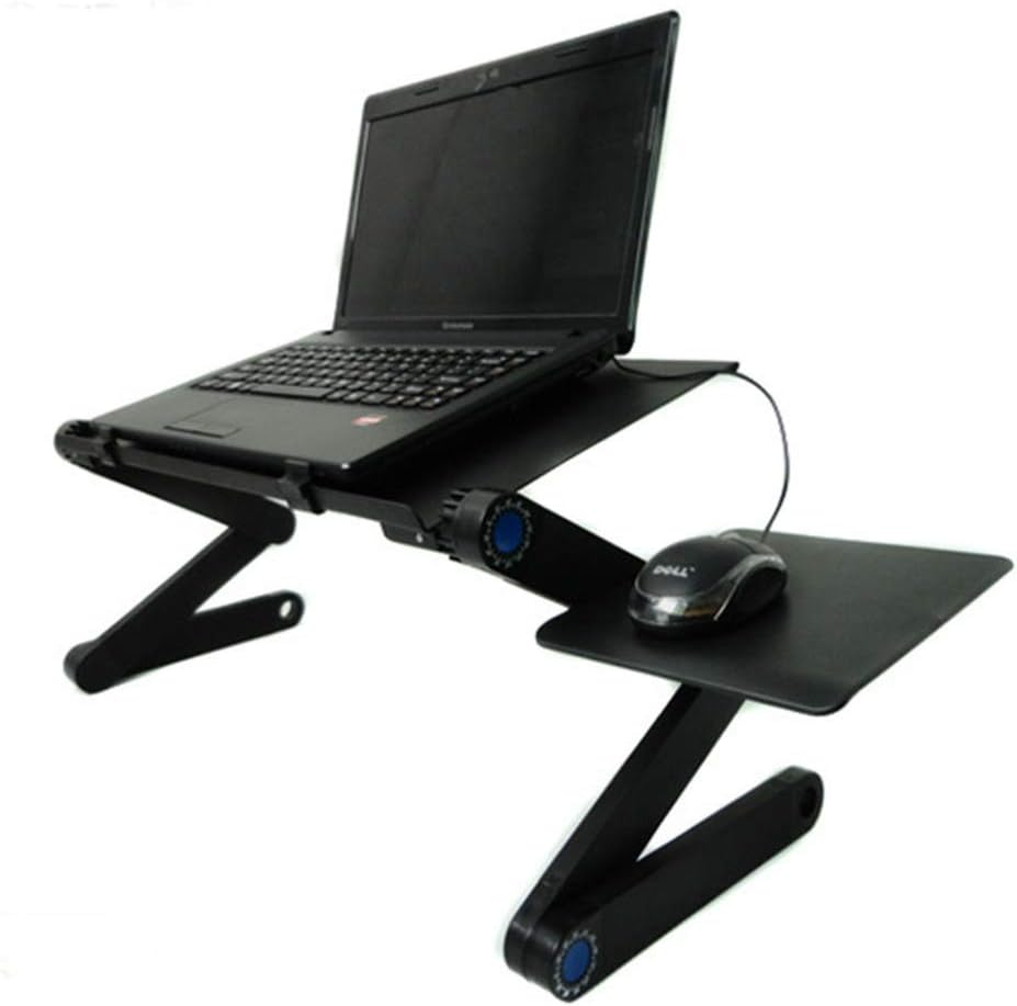 No/Brand Portable Adjustable Aluminum Laptop Desk Foldable Portable Laptop Desk, Adjustable, Bed, Table with Cooling Fan, for Bed and Sofa