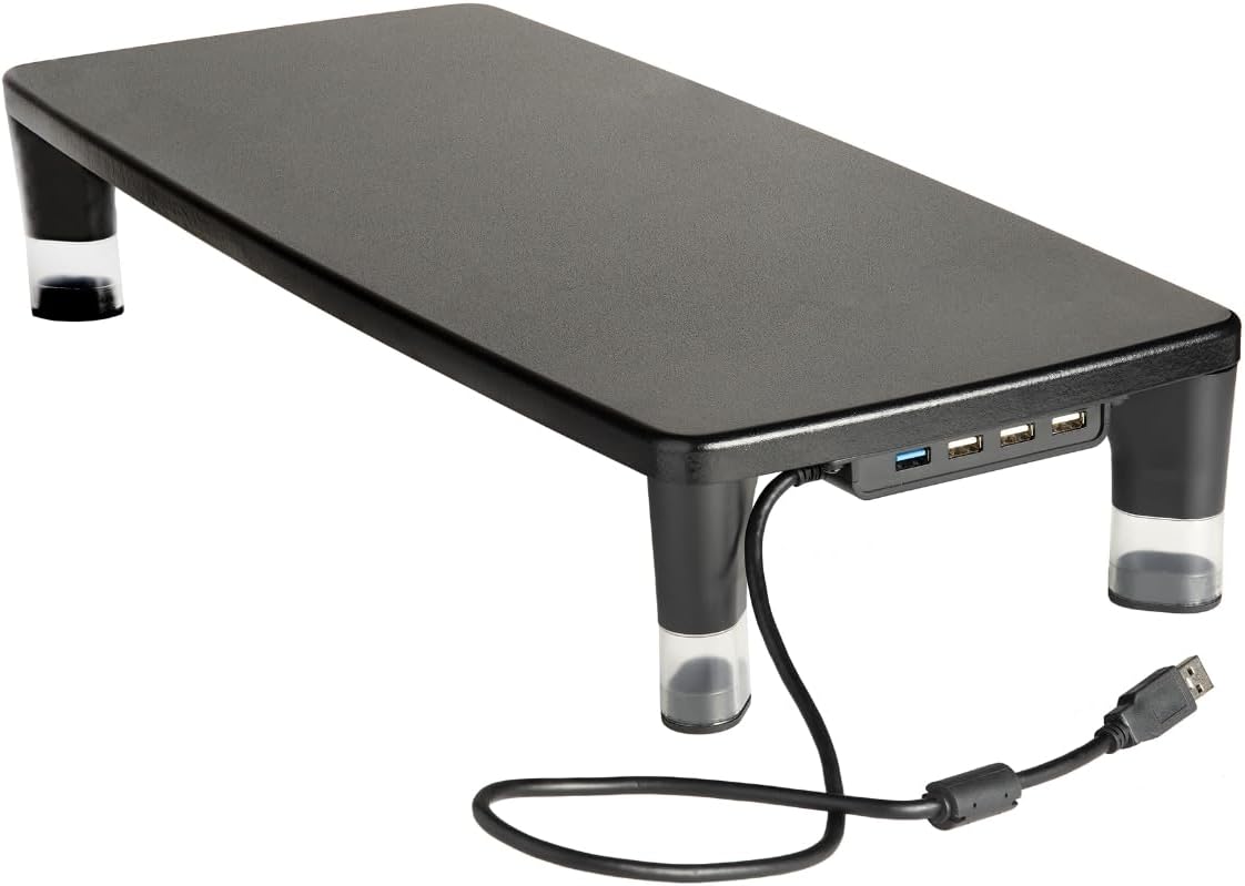 3M Monitor Computer Stand, 21.6 in x 9.4 in, 4 Port USB Hub