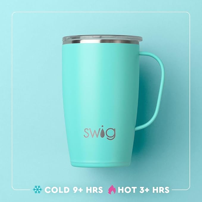 Swig Stainless Steel Insulated Travel Mug, 18 oz, Double Wall Vacuum Sealed