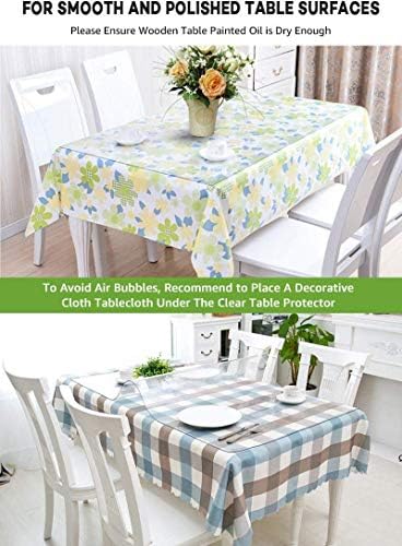 Clear Plastic Dining Table Protector Wood Desk Cover Wooden Furniture Top Topper Plastic Tablecloth Wipeable Vinyl PVC Waterproof for Rectangle Coffee End Table Chair Floors Rug Mats Pad 34 X 48 Inch