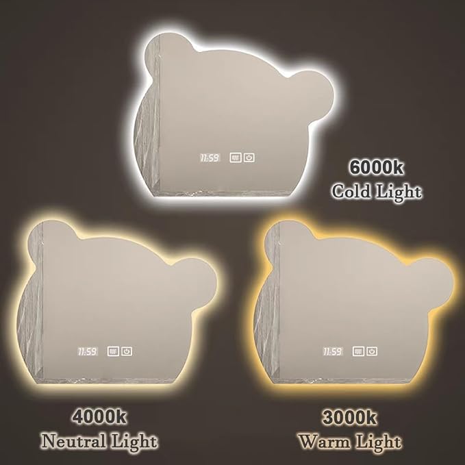 LTSRLL LED Vanity Mirror Cute Bear Decorative Mirror