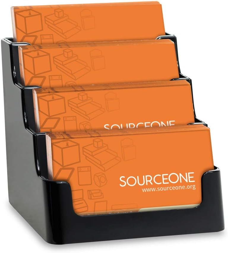 SOURCE ONE 4 Pocket Clear & Black Acrylic Business Card Holder