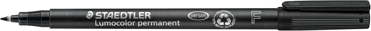 Fiber Tip Pen, Permanent, Fine Point, Black Ink, 10 pieces