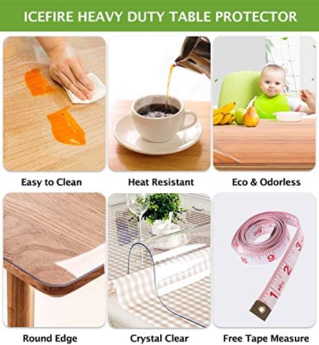 Clear Plastic Dining Table Protector Wood Desk Cover Wooden Furniture Top Topper Plastic Tablecloth Wipeable Vinyl PVC Waterproof for Rectangle Coffee End Table Chair Floors Rug Mats Pad 34 X 48 Inch
