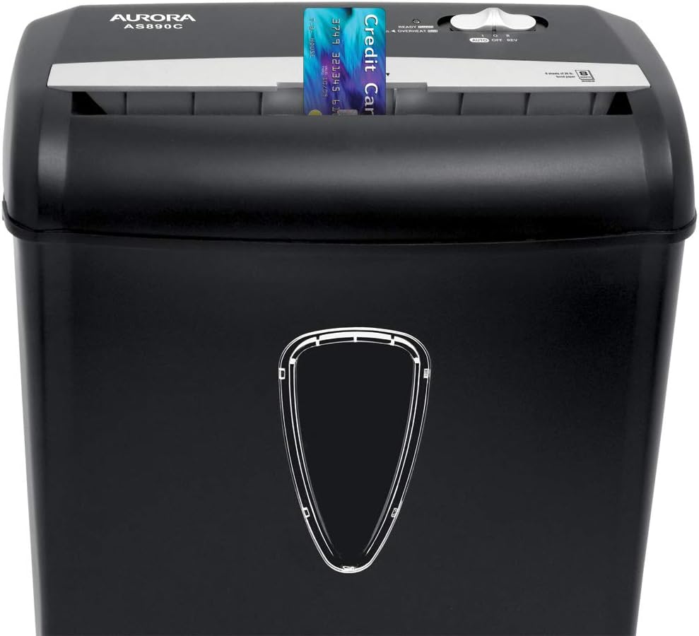Aurora AS890C 8-Sheet Cross-Cut Paper/Credit Card Shredder with Basket