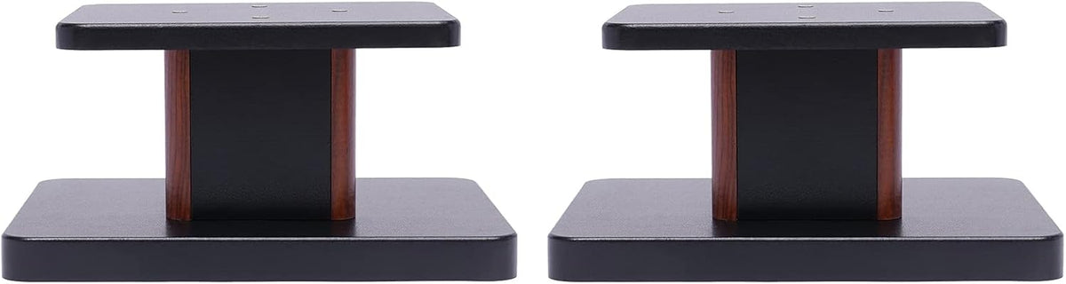 Universal Speaker Stand Pair, H6in Desktop Bookshelf Speaker Stands Holder for Surround Sound Studio Monitors Up to 33lbs, for Home Theater Living Room Floor, Black & Brown