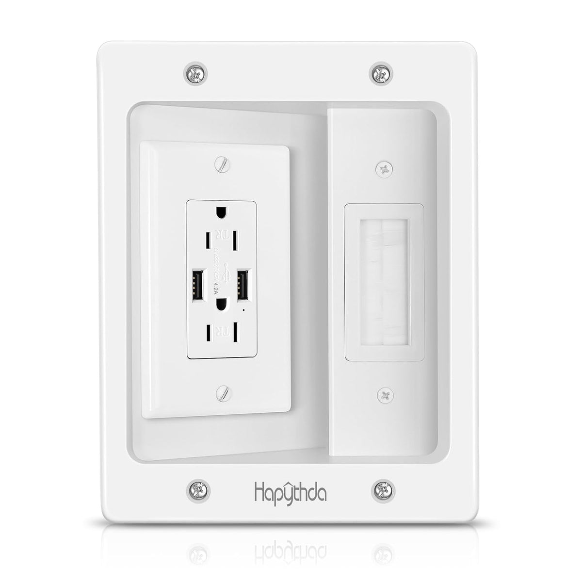 in Wall Cable Management Kit for TV, Recessed Outlet with USB, TV Cable Hider Wall Kit, Wall Cable Management for Low Voltage, TV Cord Hider for Wall Mounted TV, White