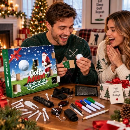Golf Advent Calendar 2026 for Men Adults,24 Days Christmas Countdown Calendar with Golf Balls,Tees, Ball Markers,for Father Husband Boyfriensd