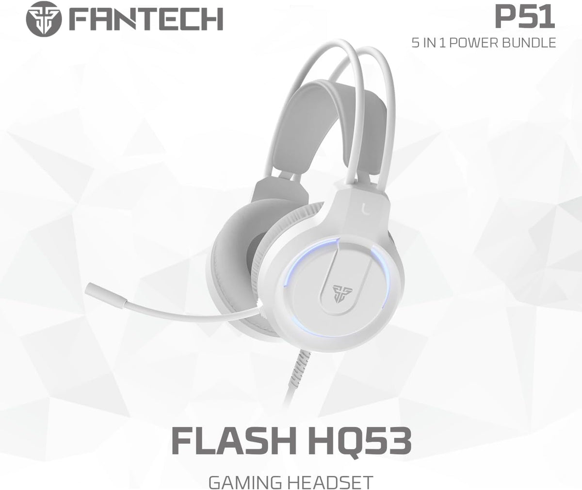 FANTECH P51S 5-in-1 Gaming Combo: LED Backlit Keyboard Mouse Headset, White