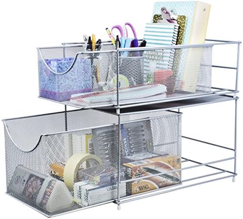 Sorbus Under Sink Organizer, Pull-Out Mesh Drawer (Silver)