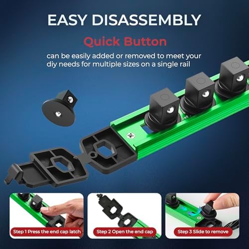 Reniteco Magnetic Socket Organizer Set, 3-Piece 1/4” 3/8” 1/2” Socket Rails